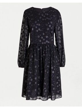 J.Crew metallic dot jacquard black long sleeve cocktail dress Size 8